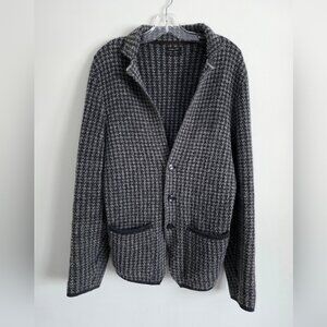 MASSIMO DUTTI | Wool Angora Yak knit cardigan Blazer Houndstooth Gray Sz M